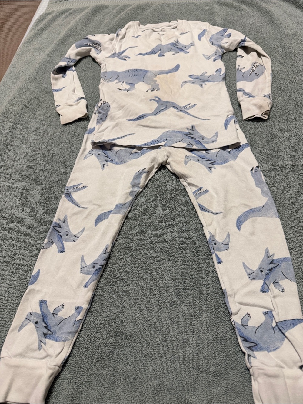 Carter's Blue and White Dinosaur Pajama Set - Long Sleeve Two-Piece